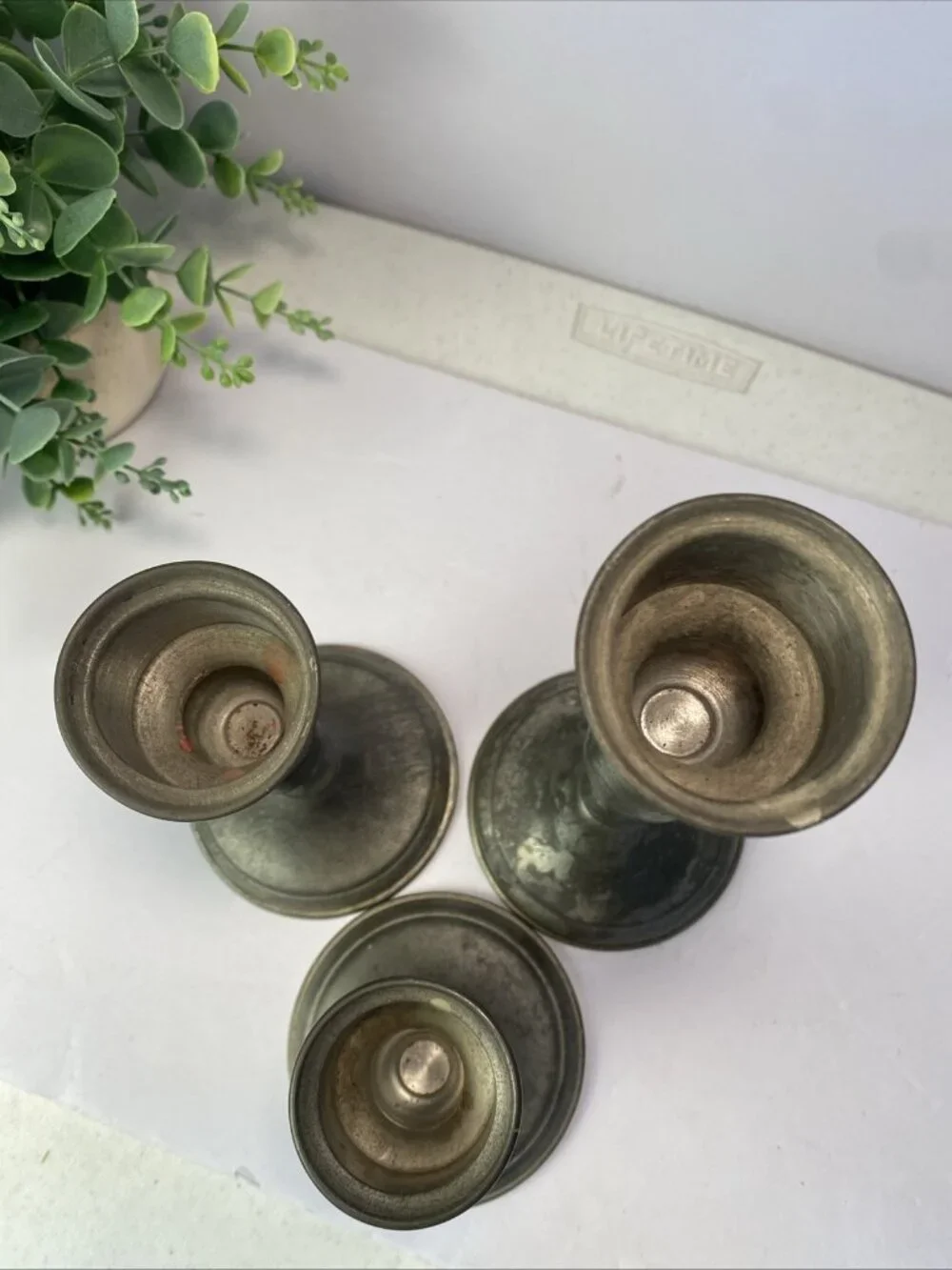 Leonard Genuine Pewter Candle Stick Holders, Weighted, Vintage, Made in Bolivia